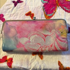 Hobo Floral Pink Leather Clutch Wallet